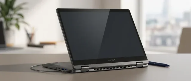 YODOIT convertible laptop on an office desk, demonstrating everyday professional use