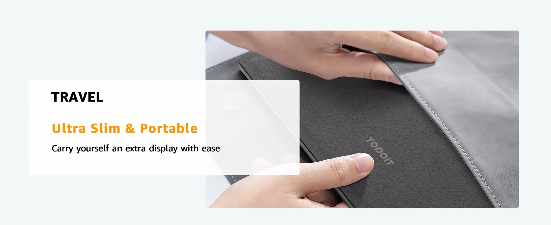 YODOIT portable monitor used in a travel studio environment